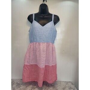 Cynthia Rowley Pure Linen Size 8 Color Block Fit & Flare Spring Summer Dress